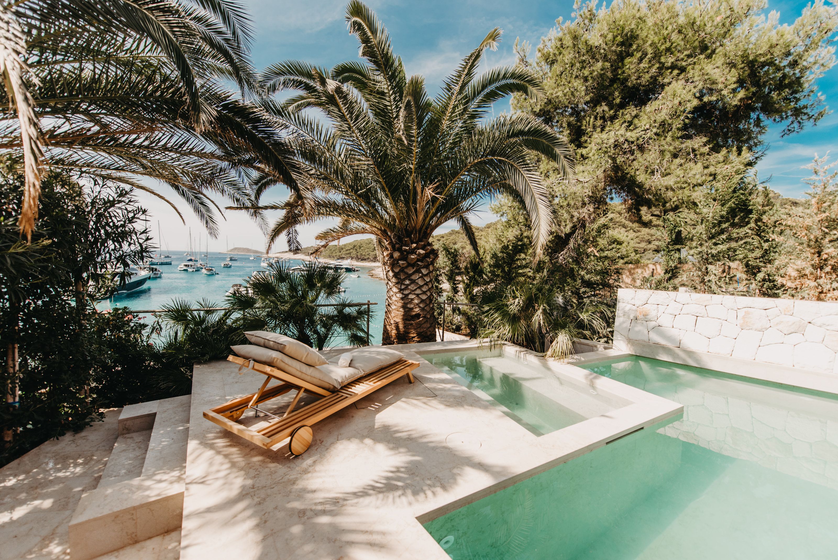 Horizon. Private pool facing the open Adriatic. The sunset belongs to this terrace.